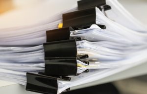 Stack of Paper documents with clip